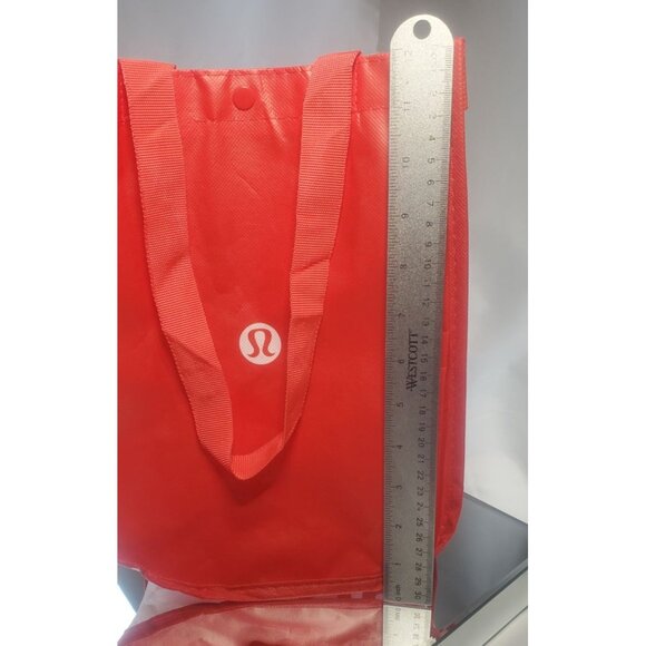 Lululemon Reusable Tote Shopping Bag Large Red White Logo Straps - Picture 7 of 8